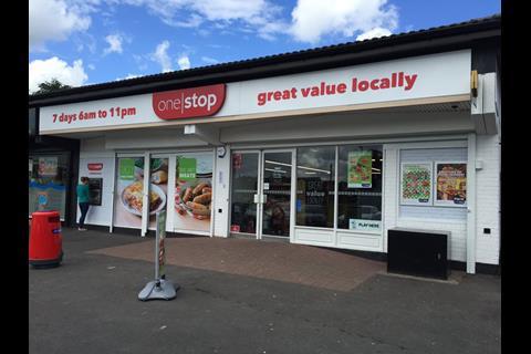 One Stop's new fascia at the Hednesford store, Staffs.